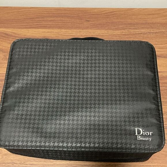 Dior Handbags - Dior Beauty Cosmetic/Jewlery Travel Case in Black Houndstooth with Silver logo.